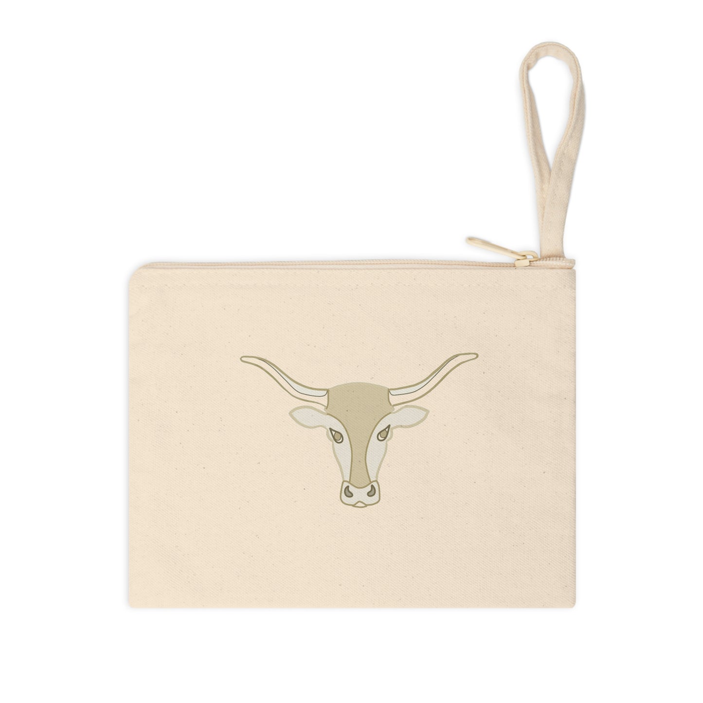 Beige Bull Zipper Pouch