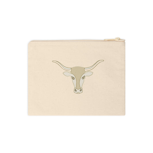 Beige Bull Zipper Pouch